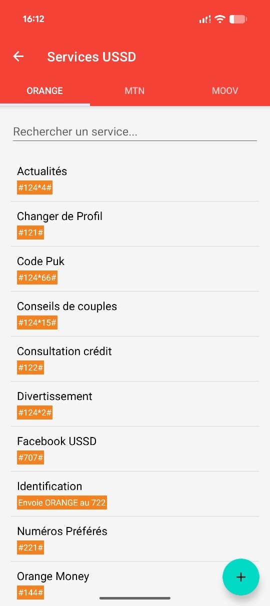 Services USSD Orange, MTN et Moov